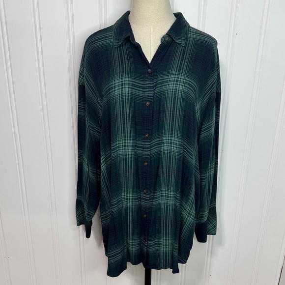 J Jill plaid button down rayon shirt women’s XL - Picture 1 of 9
